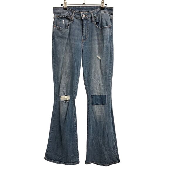 Levi's Patchwork Flare Jeans 30 x 32 medium wash high rise retro Y2K - Picture 1 of 12